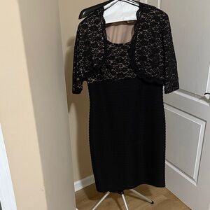 Elegant Size 14 Black Lace Dress with Bolero Jacket